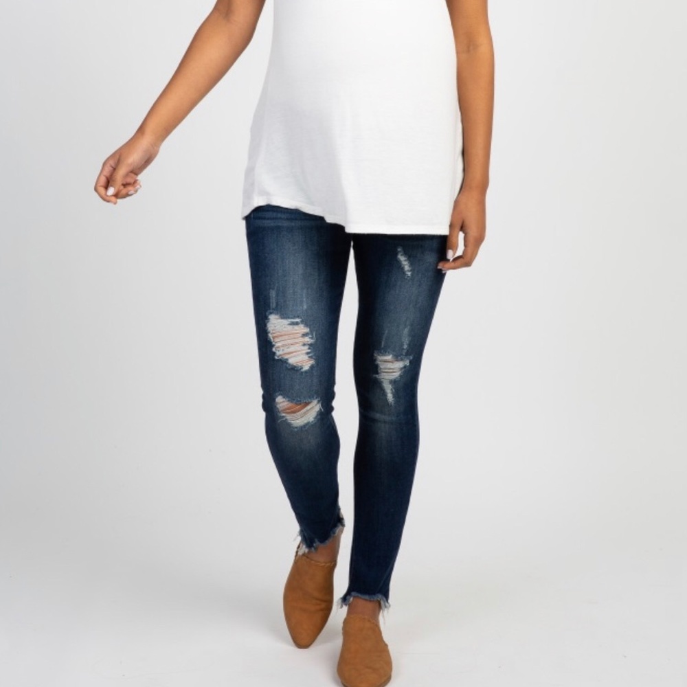 Maternity Jeans with distress super cute!